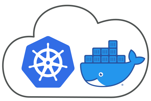 Docker und Kubernetes Logo in einer Wolke